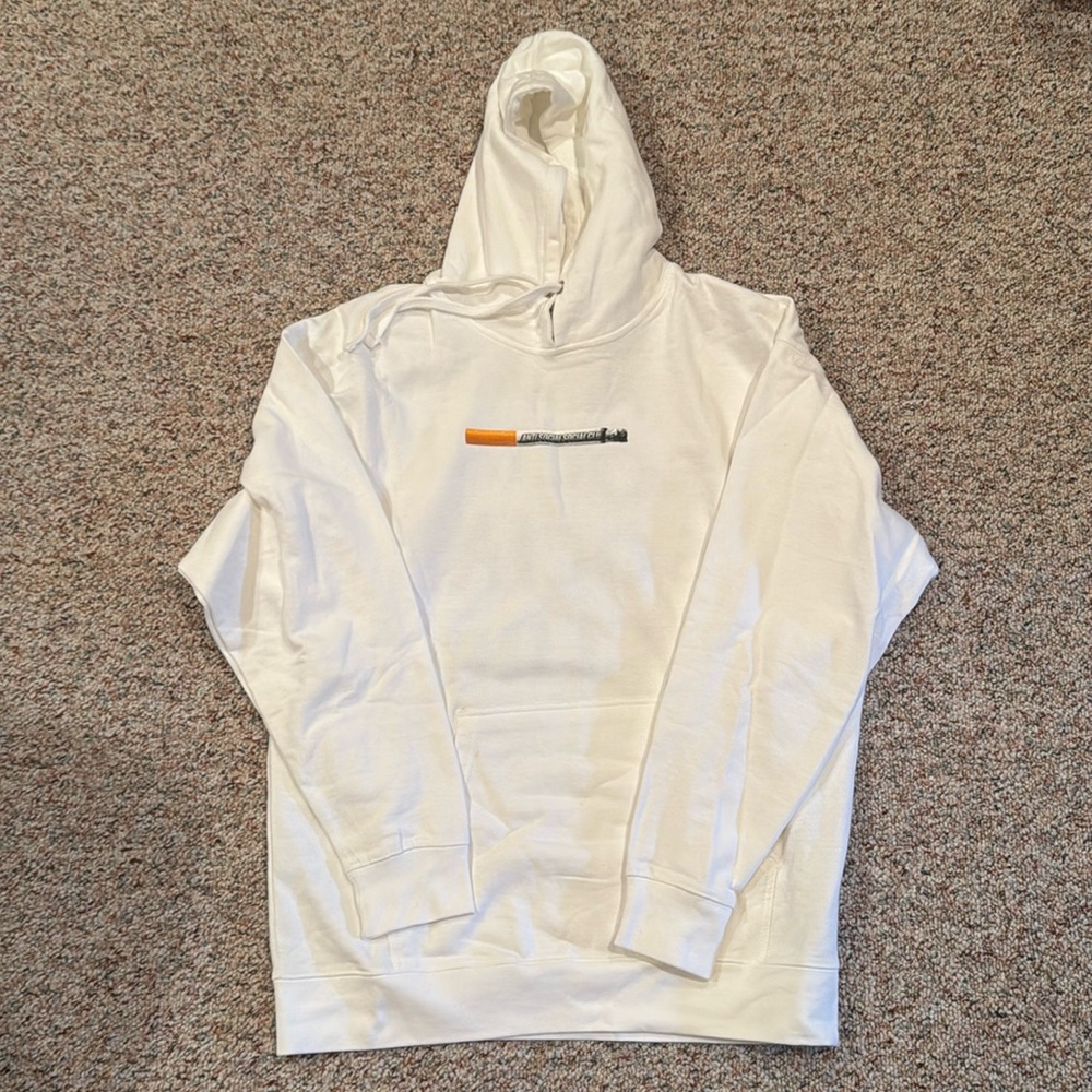 Anti Social Social Club Cigz Cigarette White Hoodie Size XL